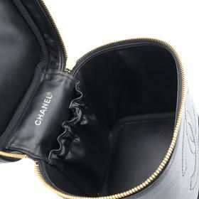 Chanel Handbag Vanity Bag Caviar Skin Leather Black