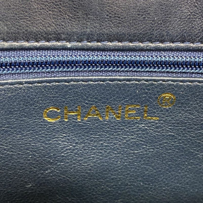 Chanel Shoulder Bag Lambskin Navy Gold Hardware Women