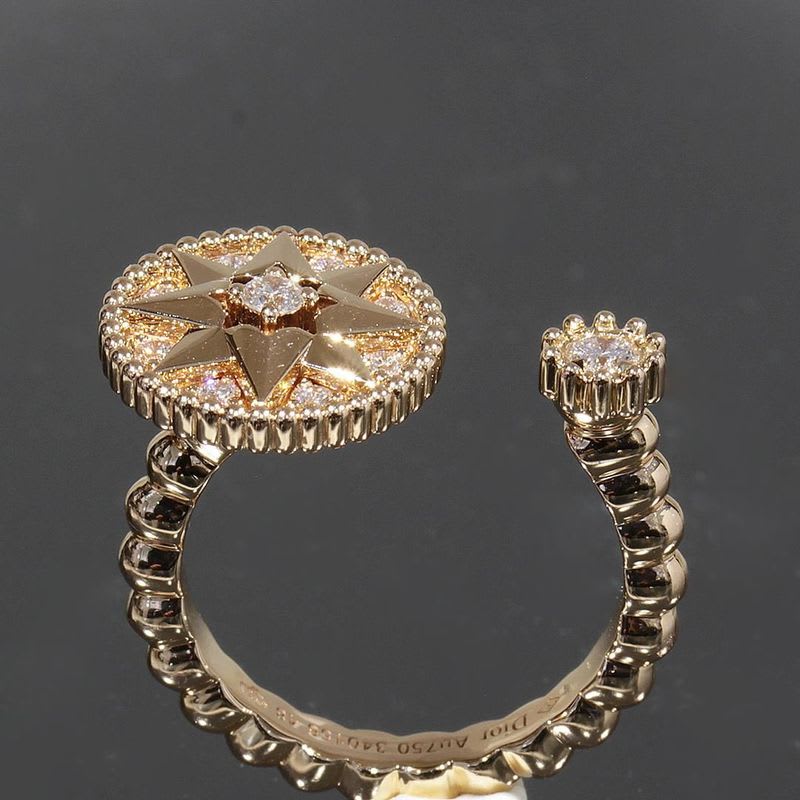 Dior Rose De Van Pave Diamond Ring 750 18K Pink Gold Box And Paper E1112