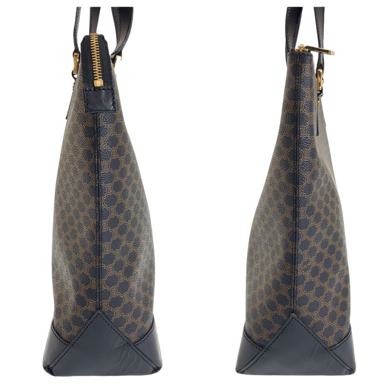 Celine Vintage Macadam Brown Gold Hardware PVC Tote Bag Shoulder Bag Women