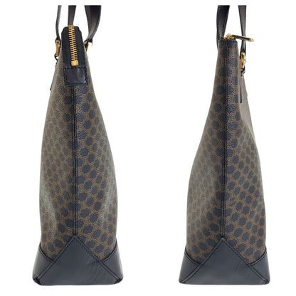 Celine Vintage Macadam Brown Gold Hardware PVC Tote Bag Shoulder Bag Women