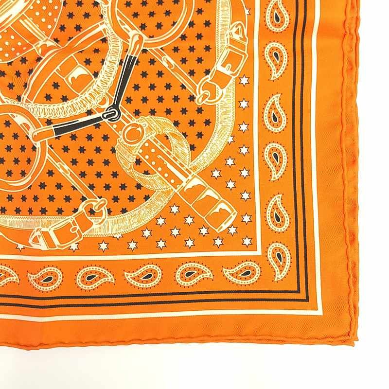 Hermes Carré 55 Apron D'or Golden Spur Silk Scarf - Orange
