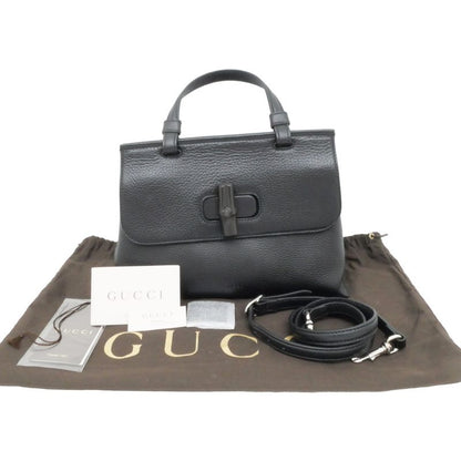Gucci Daily - Bamboo - 2WAY Handbag Black Shoulder - Leather 370831
