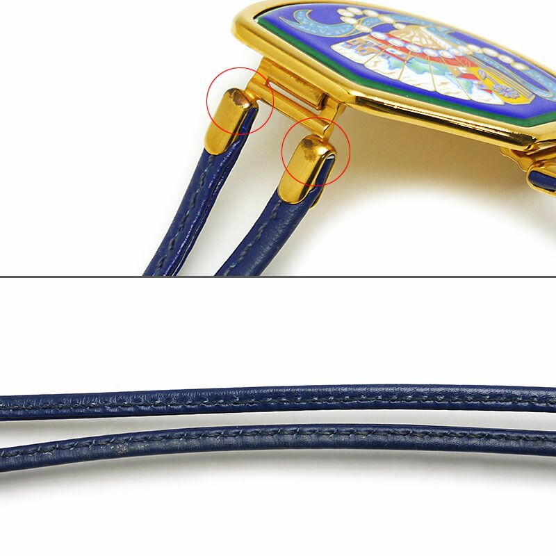 Hermes Emile Choker Plated (GP) And Leather Navy