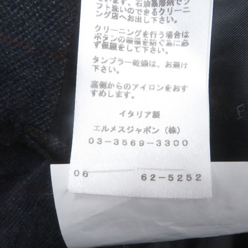 Hermes 100% Cashmere Window Pen Single Ancon Jacket Tailored Jacket Navy 46