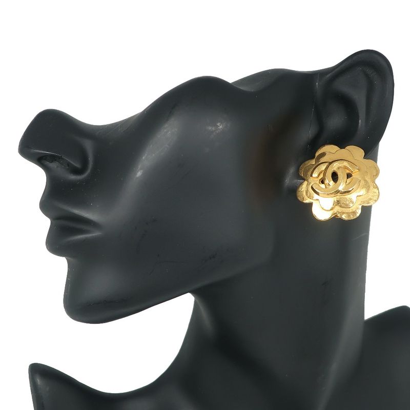 Chanel Flower Coco Mark Vintage Gold Plated 96P Ladies 23.6g Earring