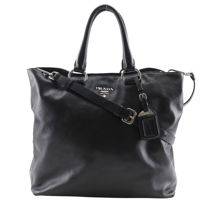 Prada Logo Ws7654 Leather Black Ladies Tote Bag