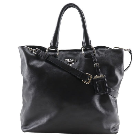 Prada Logo Ws7654 Leather Black Ladies Tote Bag