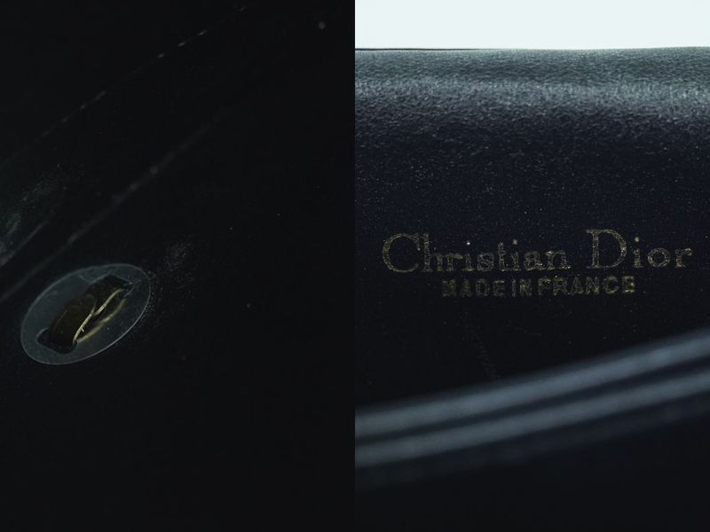 Authentic Christian DIOR Chain Shoulder Bag Canvas Navy Bag Pre-owned [follow-up