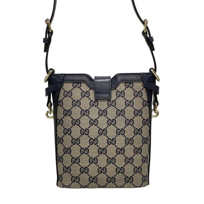 Gucci Shoulder Bag GG Pattern 782919 Gray×navy×red Leather