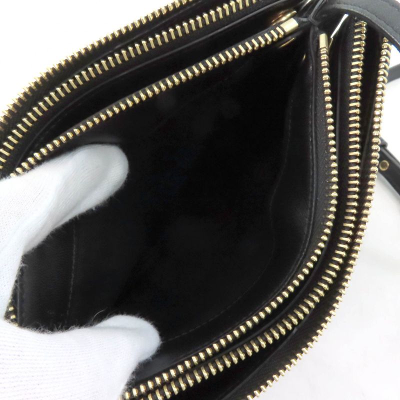 Celine 19203 Trio Small Smooth Lamb Skin Shoulder Bag Black Gold Hardware