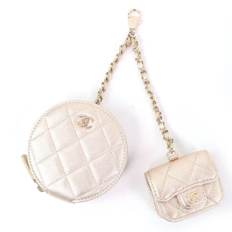 CHANEL Matelasse Leather Coin Case Airpods Pro Case 2024 Ears Gift Gold With