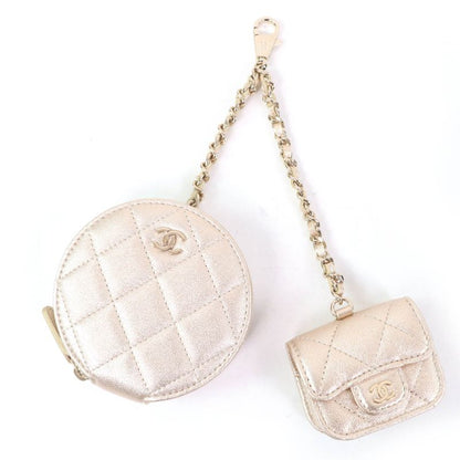 CHANEL Matelasse Leather Coin Case Airpods Pro Case 2024 Ears Gift Gold With