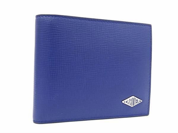 Cartier Diamond Leather Bifold Wallet Card Holder Navy Ax3846