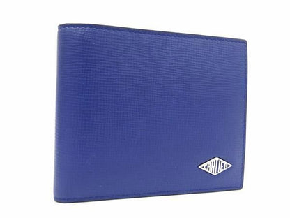 Cartier Diamond Leather Bifold Wallet Card Holder Navy Ax3846