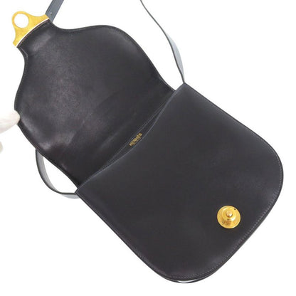 Hermes Vintage Box Calf Black Shoulder Bag Black 0816hermes