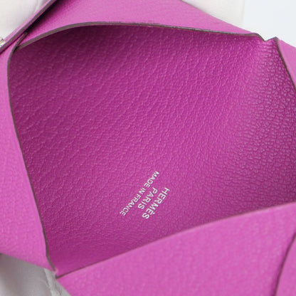 Hermes Calvi Cade Case Rose Purple Chevre W Engraved Leather Accessory