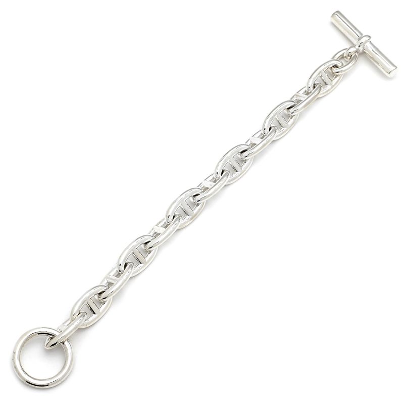 Hermes Bracelet Chaine D'ancre GM Silver 925 Silver 12 Frames Star Ring Silver