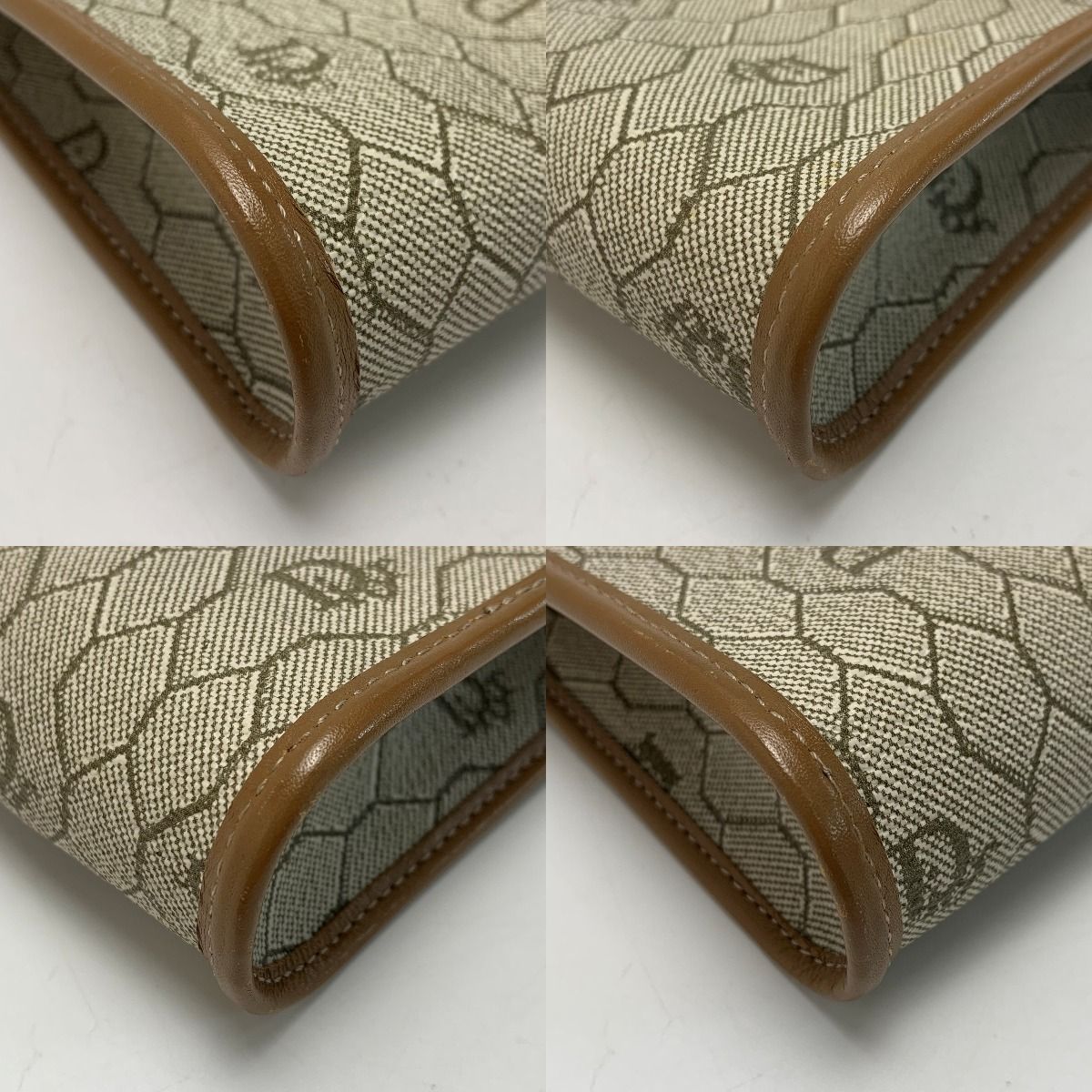 Christian Dior Honeycomb Trotter Beige Chain Shoulder Bag Gold Hardware