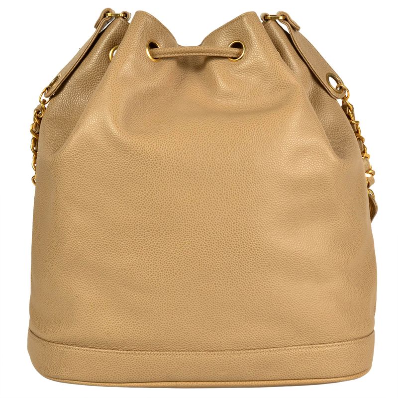 Chanel Shoulder Bag Caviar Skin Beige Gold Hardware 6 Digits 3 Units Coco Mark