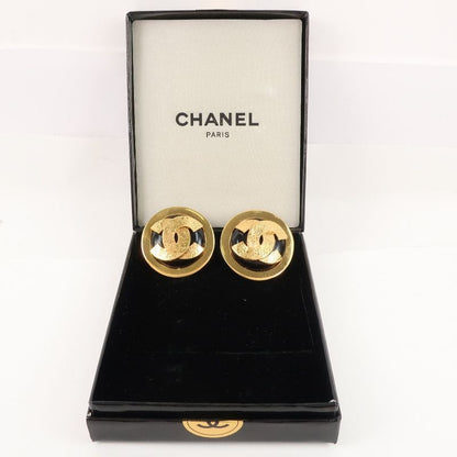 Chanel Coco Mark Gold Plated Black Ladies 49.8g Earring