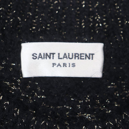  Saint Laurent Paris 536675 Mohair Wool Allover Crewneck Knit Sweater Black