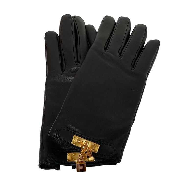 Hermes Gloves Women - Black Gold Hardware / Kelly Charm Lambskin