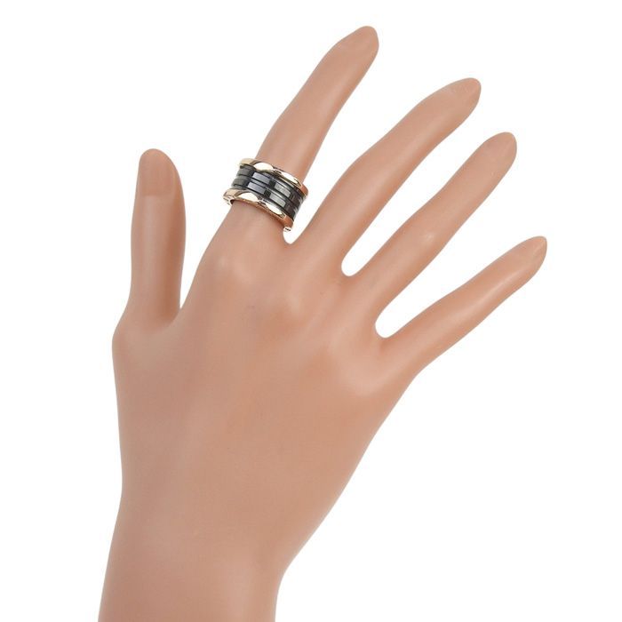 Bvlgari Bulgari B-zero1 4 Band Ring 18K Pink Gold CE 750 Pink Gold Ceramic #52