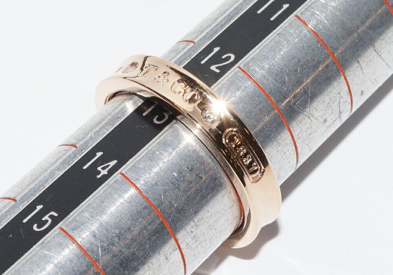 Tiffany & Co Ring 18K Pink Gold Diamond 2P 1837 Narrow Ring