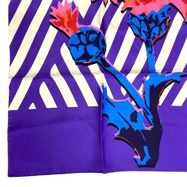 Christian DIOR Small Accessories Scarf Large Size D-flower Pop Flower Logo Silk