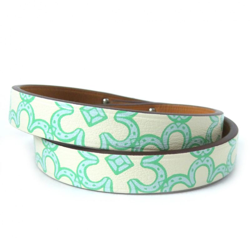 Hermes Mini Kelly Dubreuil Lucky Daisy Bangle Bracelet Vorsoft Green Ivory