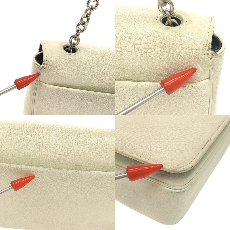 Balenciaga - 537387 Everyday Leather Logo Chain Wallet Shoulder Bag - White -