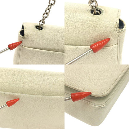 Balenciaga - 537387 Everyday Leather Logo Chain Wallet Shoulder Bag - White -