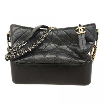 Chanel Shoulder Bag Gabrielle De Leather Black Gold/silver Hardware Women