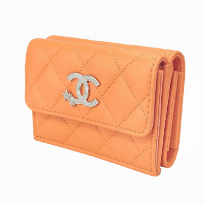 Chanel Petit Portefeuille A Rabat Orange Tri-fold Wallet