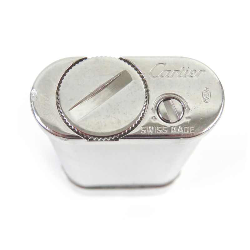 Cartier Godron Oval Hairline Roller Smoking Tool Silver Swiss