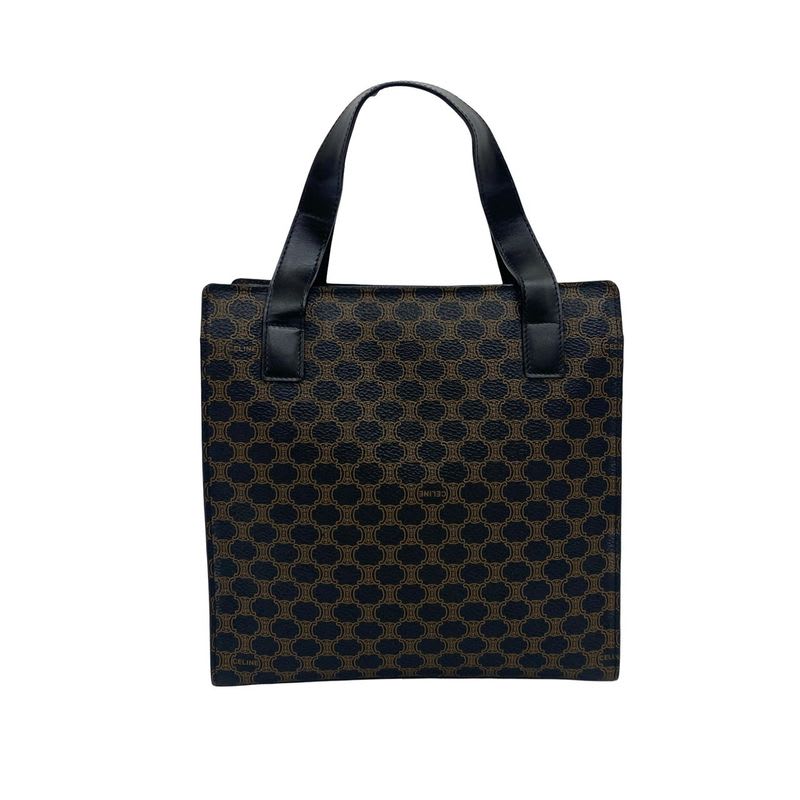 Celine Vintage Macadam Blason Pattern Leather Handbag Mini Tote