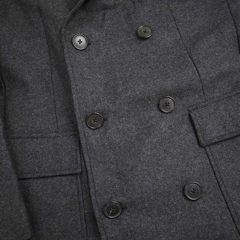 Hermes 12aw Wool Flannel Double Long Coat Pt93dba Gray 48