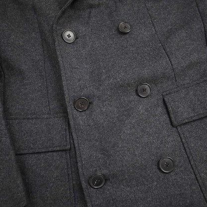 Hermes 12aw Wool Flannel Double Long Coat Pt93dba Gray 48