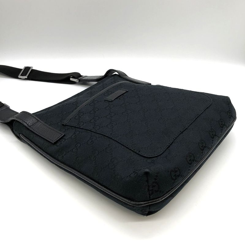 Gucci 122793 Shoulder Bag Black GG Canvas Women Men Fashion