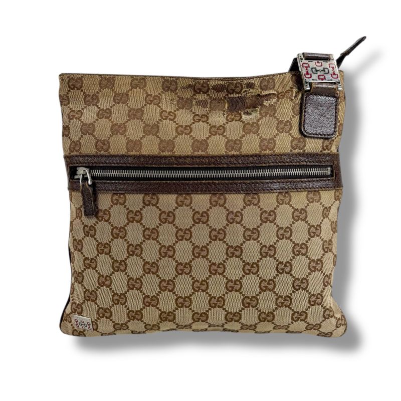 Gucci Shoulder Bag Sherry Line GG Canvas Brown Tricolor Crossbody Bag
