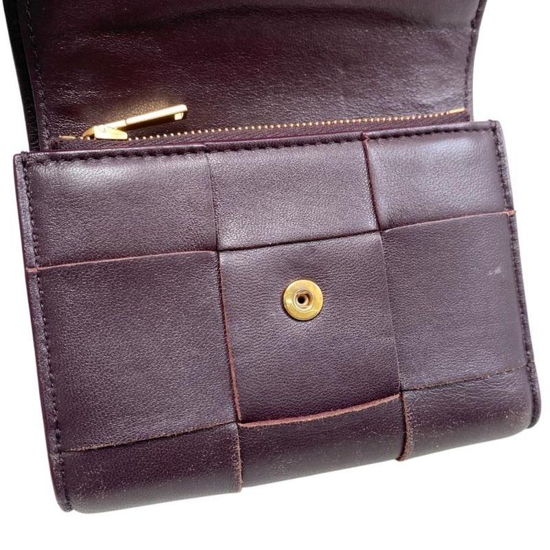 Bottega Veneta Trifold Wallet Maxi Intrecciato 651372 Leather Purple Gold