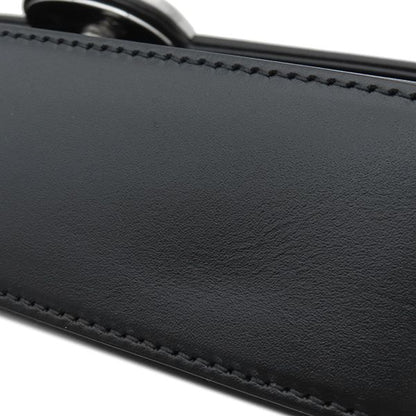 Gucci 2way Bag Double G Plate Leather Black Silver Hardware Black Shoulder