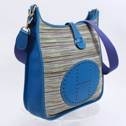 Hermes Evelyn 1 PM Leather And Chevre Blue Shoulder Bag Gold