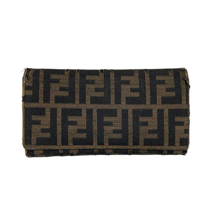 Fendi Long Wallet Zucca Pattern 8m0009 Beige And Black