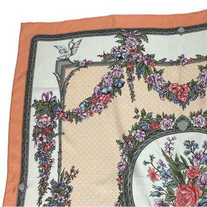 Christian DIOR Scarf Silk Floral Pattern With Box