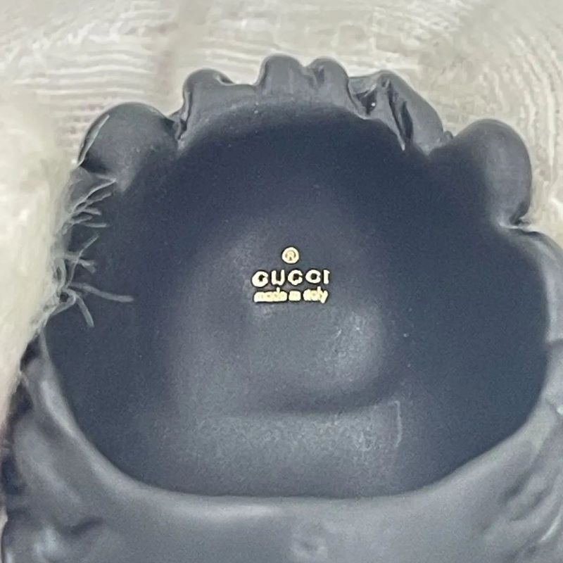 Gucci Michele Period Lion Head Interlocking G Logo Ring No 13 Metal Black