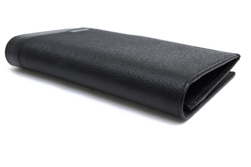 Bvlgari Long Wallet Wallets Men Leather Genuine Black 282852 Wallets Yen