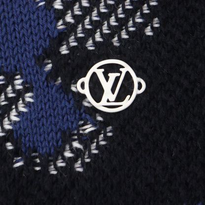 Louis Vuitton 20SS 100% Cotton Camo Pique Jacquard Crewneck Knit Sweater Navy