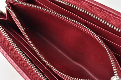 Loewe Wallets Preowned Loewe Long Wallet Round Zipper Amazona Goatskin Bordeaux